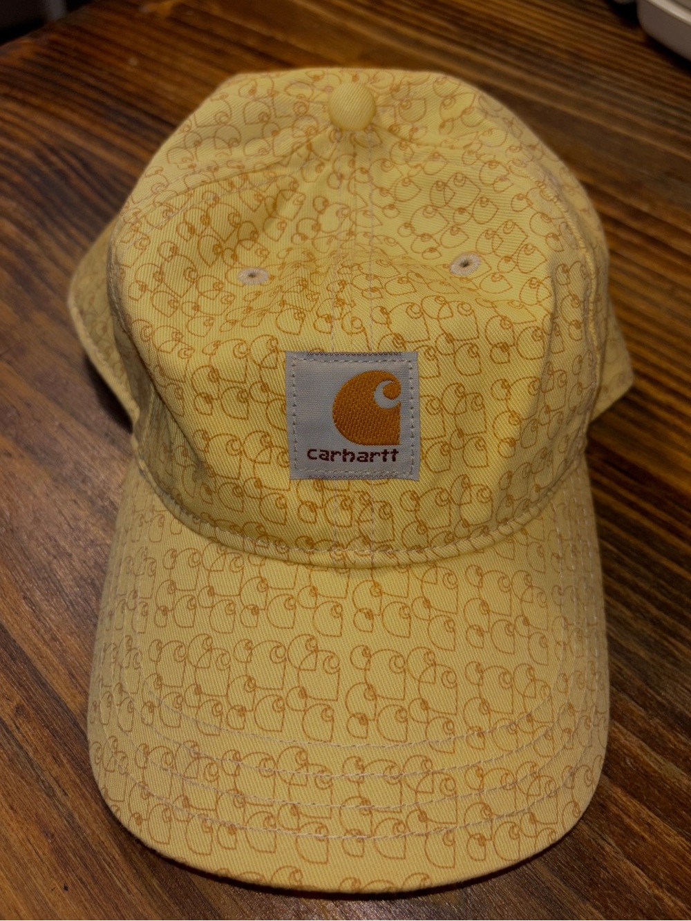 Carhartt Strapback Hat All Over Print Women's Patch Ball Cap ponytail Yellow